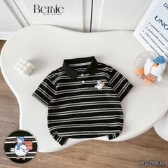 Set bộ tay ngắn áo polo họa tiết kẻ Happy Duck kèm quần short kaki cho bé trai size 9 đến 28kg BERNIE H0226B32