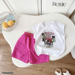 Set bộ unisex cho bé trai bé gái áo thun tanktop Style kèm quần short đi chơi đi biển size 1 tới 7 tuổi BERNIE H0326B36