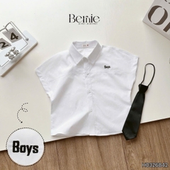  Set sơ mi Boy 3CT áo sơ mi trắng kèm quần short kaki và cà vạt cho bé trai đi học đi chơi 11 tới 28kg BERNIE H0326B42