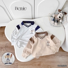 Set bộ dài tay áo polo cổ dệt Bernie Warm Light phối quần dài cho bé trai size 11 tới 28kg BERNIE T0426B11