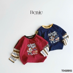 Set bộ dài áo thun cotton tay phối kẻ Play Time kèm quần gió dài cho bé trai size 11 tới 28kg BERNIE T0426B12