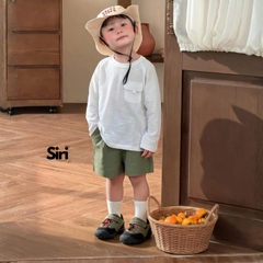 Áo thun áo phông tay dài chất cotton xược màu trắng màu xanh unisex cho bé trai bé gái size 9 tới 24kg BERNIE SIRI 6379ADK