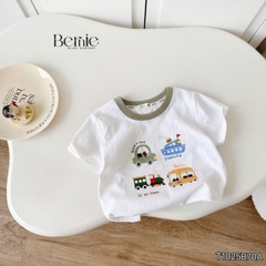 Áo thun áo phông tay ngắn chất thun cotton họa tiết Travel vui tươi cho bé trai size 9 tới 28kg BERNIE T1025B70