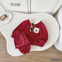 Set bộ cotton nỉ 2 da cho bé trai áo tay dài Freedom Boy kèm quần size 9kg tới 26kg BERNIE H0526B34