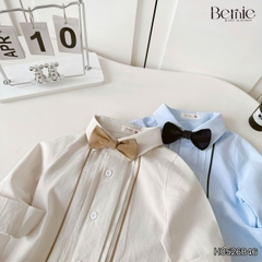 Set sơ mi Little Gentleman áo tay dài quần kaki kèm nơ cổ cho bé trai 9 tới 25kg BERNIE H0526B46