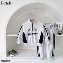 Set bộ thể thao bé trai áo hoodie tay dài cố phối dây kéo kèm quần dài BNE SPORTY 11 tới 28kg BERNIE T0526B17