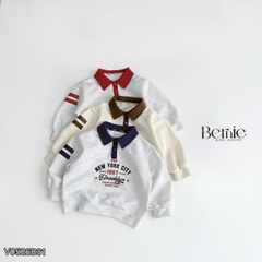 Set bộ polo thu đông cho bé trai áo polo tay dài phối sọc Brooklyn kèm quần dài size 9 tới 26kg BERNIE V0526B31