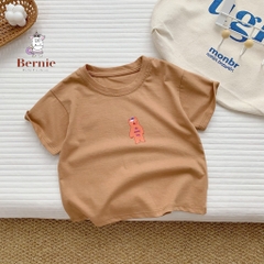 Áo phông cộc tay trơn cho bé trai bé gái unisex ngắn tay cotton màu trắng vàng 1 đến 7 tuổi BERNIE
