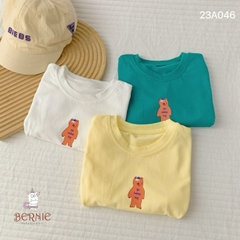 Áo phông cộc tay trơn cho bé trai bé gái unisex ngắn tay cotton màu trắng vàng 1 đến 7 tuổi BERNIE