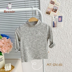 Áo phông cố lọ cao 3 phân dài tay basic cho bé trai bé gái thun cotton tăm 1 đến 7 tuổi BERNIE kids