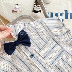 Set bộ quần áo set sơ mi ngắn tay công tử bé trai đính nơ rời mặc sinh nhật đi chơi đi tiệc 1 đến 7 tuổi BERNIE