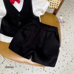 Bộ quần áo vest set sơ mi công tử bé trai đính nơ rời kèm quần short ngắn mặc sinh nhật đi chơi đi tiệc 1 đến 7 tuổi BERNIE