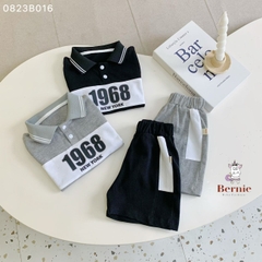 Đồ bộ ngắn tay cho bé trai áo thun polo cổ đức 1968 và quần short 1 đến 7 tuổi BERNIE Kids 0823B016