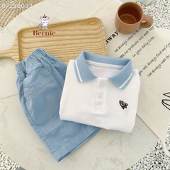 Đồ bộ ngắn tay polo cho bé trai áo thun polo kèm quần short thêu tên lửa BERNIE 0723B032