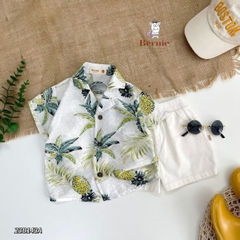 Áo sơ mi đũi đi biển cho bé trai bé gái họa tiết nổi bật áo đi chơi sành điệu 1 đến 7 tuổi BERNIE