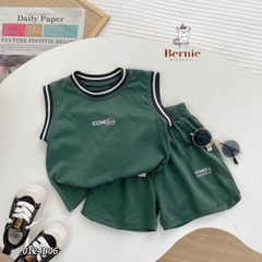 Set bộ thun ba lỗ phối viền cổ và tay Iconicboy kết hợp quần ngắn cho bé trai phong cách thể thao size 1 đến 7 tuổi BERNIE 0124B06