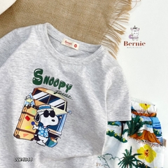 Set bộ thun tay ngắn set đi biển họa tiết Snoopy bé trai mềm mại size 1 đến 7 tuổi BERNIE 0124B43