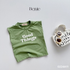 Áo thun ngắn tay ba lỗ sát nách dáng tank top hàn quốc BERNIE in chữ Good  things BERNIE 0224A11 phong cách hàn quốc cho bé từ 1 đến 7 tuổi