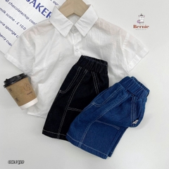Quần short jean quần short lửng trần chỉ nổi cho bé trai phong cách size 1 tới 7 tuổi Bernie 0124Q29