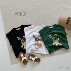Áo thun ba lỗ sát nách dáng tank top hàn quốc in thỏ cho bé trai bé gái từ 1 đến 7t BERNIE 0324A15