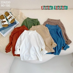 Áo thun cố lọ cao 3 phân dài tay basic bé trai bé gái chất thun cotton 1 đến 7 tuổi BERNIE 22A220