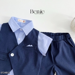 Set vest gile ngắn tay công tử hàn quốc túi khăn cho bé trai thôi nôi sinh nhật đi tiệc 1đến 7 tuổi BERNIE 0424B32