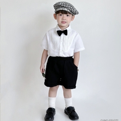 Set vest gile sơ mi ngắn tay cho bé trai phong cách Hàn Quốc cho bé mặc sinh nhật, thôi nôi đi tiệc BERNIE 0624B07 (Size 1-7 tuổi)
