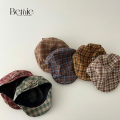 Mũ nồi mũ beret mũ anh quốc mũ công tử cho bé trai caro thô mềm phối khuy phong cách cổ điển  BERNIE