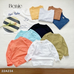 Áo phông trơn dài tay unisex cho bé trai gái BERNIE cotton xược mềm mại nhiều màu 8 đến 25kg 22A234