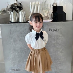 Set đồ sơ mi ngắn tay đồng phục đôi cho bé trai bé gái kèm cà vạt nơ đi học đi chơi 11 tới 28kg BERNIE 0724B41G
