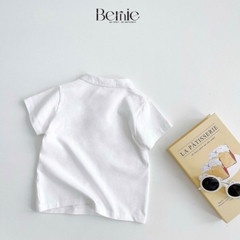 Áo thun tay raplang màu trắng chất cotton cho bé trai bé gái đi học đi chơi 1 tới 7t BERNIE 0624A03