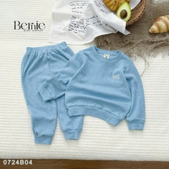 Set bộ thun  bozip dài tay thêu ngực cho bé trai phong cách hàn quốc size 1 đến 7 tuổi BERNIE 0724B04