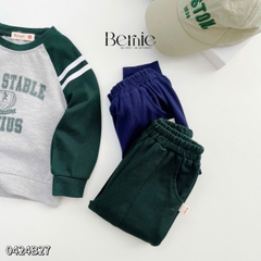 Set bộ thun dài tay raplang cotton da cá họa tiết in chữ thể thao cho bé trai 1 đến 7 tuổi BERNIE 0424B27