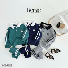 Set bộ thun dài tay raplang cotton da cá họa tiết in chữ thể thao cho bé trai 1 đến 7 tuổi BERNIE 0424B27