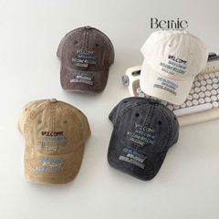 Mũ lưỡi trai cho bé trai chất kaki thêu chữ phong cách hàn quốc 1 đến 5 tuổi WELCOME BERNIE