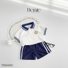 Bộ đồ thun Polo cho bé trai bé gái đồng phục BERNIE thủy thủ quần short ngắn chân váy xếp ly 8-30kg H0924B04