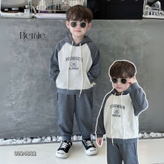 Set bộ thun dài tay thu đông cho bé trai bé gái dáng hoodie có mũ Bernie kids 1 đến 7 tuổi 0924B32