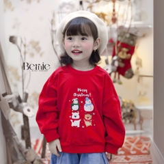 Áo noel màu đỏ áo phông dài tay giáng sinh cho bé trai bé gái 1 đến 7 tuổi BERNIE 0824A13