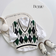 Áo khoác gile len họa tiết quả trám phong cách hàn quốc cho bé trai bé gái size 1 đến 7T BERNIE 24A0019