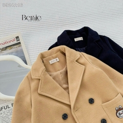 Áo khoác dạ măng tô mangto cho bé trai bé gái unisex 1 đến 7 tuổi màu xanh than màu be Bernie 0924A16