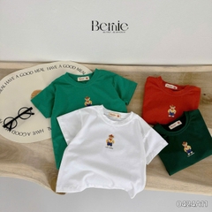 áo phông ngắn tay trơn cho bé trai bé gái, áo thun ngắn tay cotton màu trắng vàng xanh đen cam 1 đến 6 tuổi BERNIE 0424A11