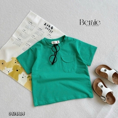 áo phông ngắn tay trơn cho bé trai bé gái, áo thun ngắn tay cotton màu trắng xanh nâu đen 1 đến 6 tuổi BERNIE 0424A14