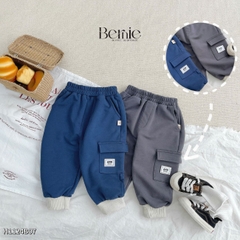 Set dài bé trai thể thao tay dài phối màu chất da cá họa tiết thêu gấu size 1 đến 7 tuổi BERNIE H1124B07