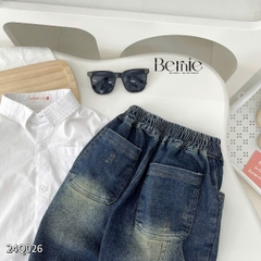 Quần dài quần denim phối túi, Wax phong cách cho bé trai phong cách sành điệu 1 đến 7 tuổi BERNIE 24Q026