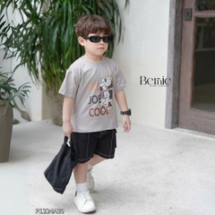 Áo phông tay ngắn unisex cho bé trai bé gái thun cotton họa tiết hoạt hình size 9 tới 28kg BERNIE P1224A30