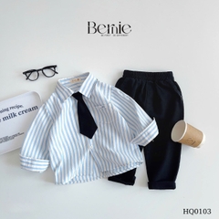 Quần kaki linen dài cho bé trai dáng baggy phong cách Hàn quốc size 9 tới 25kg BERNIE KIDS HQ0103