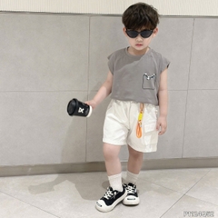 Quần short quần kaki đùi phối túi hộp 1 bên cho bé trai đi chơi đi học size 9 tới 28kg BERNIE P1124Q51