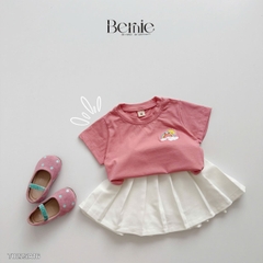 Set bộ thun tay ngắn cho bé trai bé gái áo thun trơn họa tiết cầu vồng kèm quần short size 9 đến 25kg BERNIE HLT0225A16