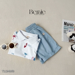  Set bộ polo tay ngắn cho bé trai họa tiết biển xanh kèm quần short size 1 đến 7 tuổi BERNIE T1124B58