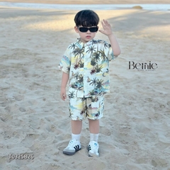 Set sơ mi đũi đi biển unisex cho bé trai bé gái họa tiết summer size 9 tới 25kg BERNIE T0325B26